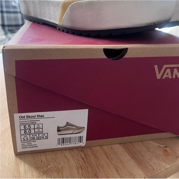 Vans Old Skool Stac Canvas Sneakers in Cream and Tan - Picture 3 of 4